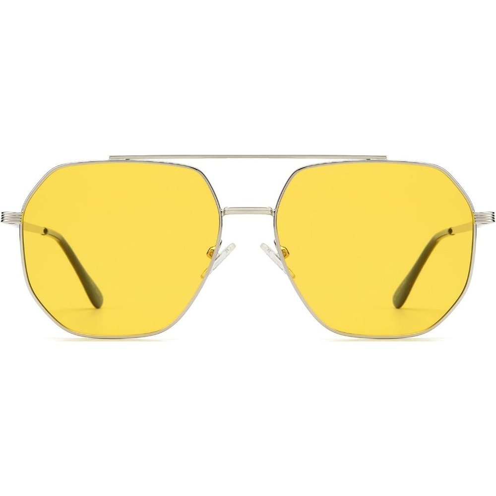 Mans Retro Square Polarized Aviator Vintage Hexagon Shades Trendy Sun Glasses